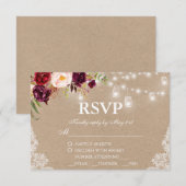 Kraft rustieke bruiloft verlichting kanten potten  RSVP kaartje (Voorkant / Achterkant)