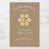 Kraft & Rustieke Honing of Mead Bottle Label Stick Wijn Etiket (Enkel label)