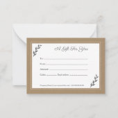 Kraft & Rustisch Cadeaucertificaat Notitiekaartje (Voorkant)