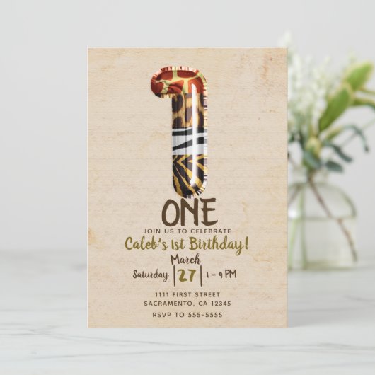  Kraft Safari Oerwoud ONE 1e Verjaardagsfeest Kaart (Staand voorkant)