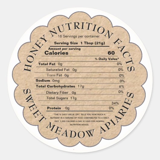 Kraft Scallop Honing FDA Nutrition Facts Label (Voorkant)