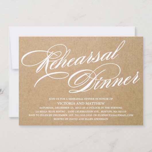 KRAFT SCRIPT 2 | REHEARSAL DINNER INVITE KAART (Voorkant)