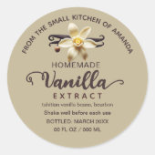 Kraft Script Aangepast Zelfgemaakt Vanille Extract Ronde Sticker (Voorkant)