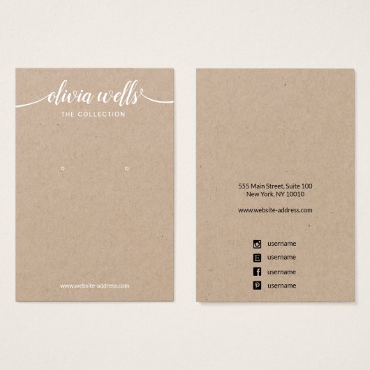 Kraft Script Calligraphy Font Earning Display Visitekaartje (Voorkant /achterkant)