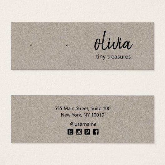 Kraft Script Stud Earring Display Kaart (Voorkant /achterkant)