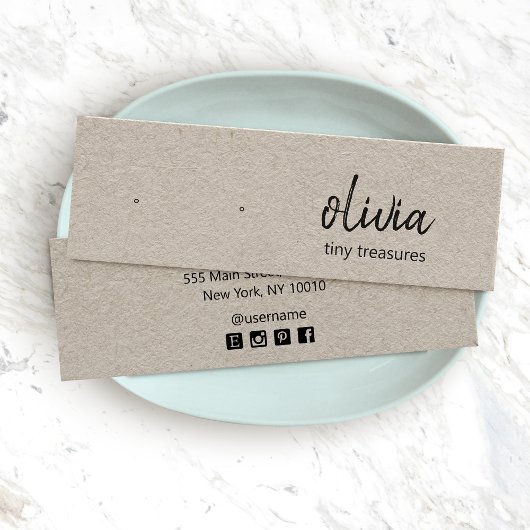 Kraft Script Stud Earring Display Kaart