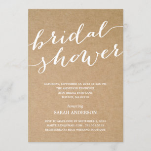 KRAFT SHOWER   BRIDAL SHOWER INVITATION KAART