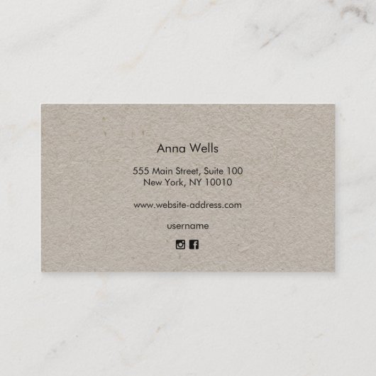 Kraft Signature Script Typografie Visitekaartje (Achterkant)