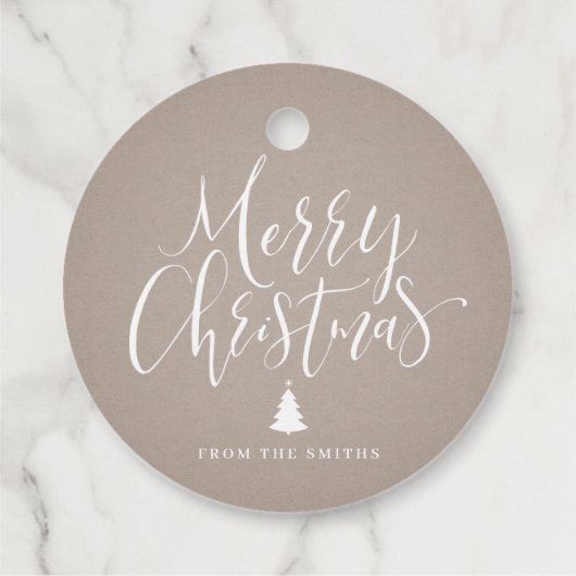 Kraft Simple Calligraphy Merry Kerstry Bedankjes Labels (Achterkant)