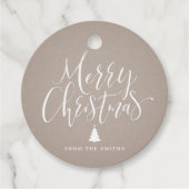 Kraft Simple Calligraphy Merry Kerstry Bedankjes Labels (Voorkant)