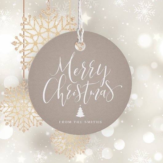 Kraft Simple Calligraphy Merry Kerstry Bedankjes Labels