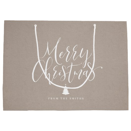 Kraft Simple Calligraphy Merry Kerstry Groot Cadeauzakje (Achterkant)
