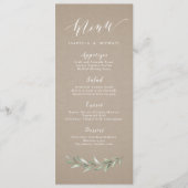 Kraft Simple calligraphy rustic greenery bruiloft Menu (Voorkant)