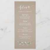 Kraft Simple calligraphy rustic greenery bruiloft Menu (Voorkant)
