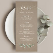 Kraft Simple calligraphy rustic greenery bruiloft Menu