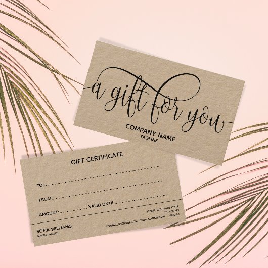Kraft Simple & Moderne Business Gift Certificate Visitekaartje
