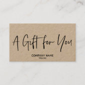 Kraft Simple & Moderne Business Gift Certificate Visitekaartje (Voorkant)