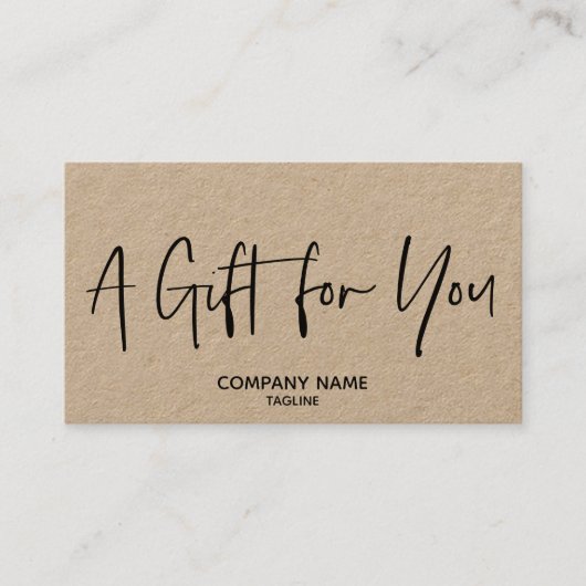Kraft Simple & Moderne Business Gift Certificate Visitekaartje (Voorkant)