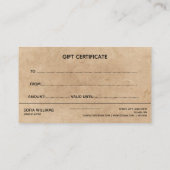 Kraft Simple & Rustige Business Gift Certificate Visitekaartje (Achterkant)