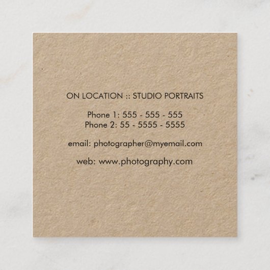 Kraft Sketch Camera Fotograaf Visitekaartje (Achterkant)