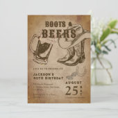 Kraft Sketch Westerne Cowboy Boots & Beers Verjaar Kaart (Staand voorkant)