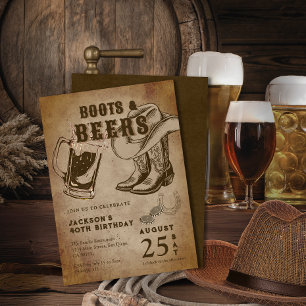 Kraft Sketch Westerne Cowboy Boots & Beers Verjaar Kaart