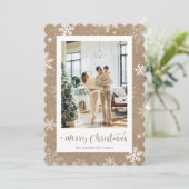 Kraft Snowflake Foto Vrolijke Kerst Kaart (Staand voorkant)