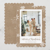 Kraft Snowflake Foto Vrolijke Kerst Kaart (Voorkant / Achterkant)