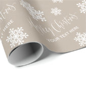 Kraft Snowflakes Merry Kerstscript Aangepast Cadeaupapier (Rol Hoek)