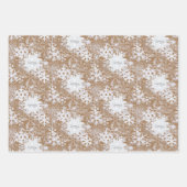 Kraft Snowflakes personaliseerde drie namen Winter Inpakpapier Vel (Voorkant 3)