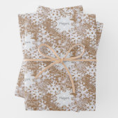Kraft Snowflakes personaliseerde drie namen Winter Inpakpapier Vel (In situ)