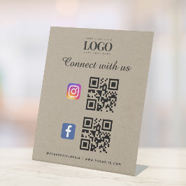 Kraft Social Media Qr Code Logo Facebook Instagram Reclamebord Met Voetstuk