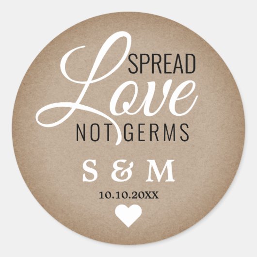 Kraft Spread Liefde Hand Sanitizer Bruiloft Monogr Ronde Sticker (Voorkant)