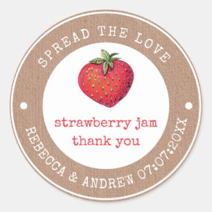 kraft Spread the Love Strawberry Jam Wedding Favor Ronde Sticker