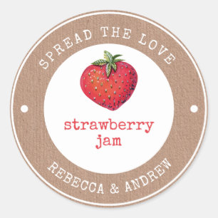 kraft Spread the Love Strawberry Jam Wedding Favor Ronde Sticker