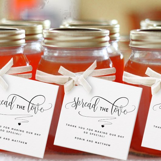 Kraft, spreid de liefde, moderne rustieke bruiloft bedankjes labels