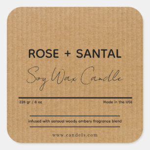 Kraft Square Eigen kaars Label, Gepersonaliseerd Vierkante Sticker