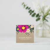 Kraft Square Rustic Waterverf Floral Vierkante Visitekaartje (Staand voorkant)