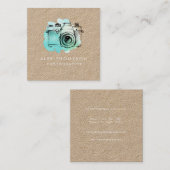 kraft Square Waterverf Camera Fotograaf Vierkante Visitekaartje (Voorkant / Achterkant)