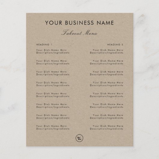 Kraft stijl elegant restaurant afhaalmenu & logo flyer (Voorkant)