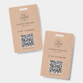 Kraft stijl ID-badge – Logo & scanbare QR Badge (Voor- en achterkant)