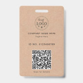 Kraft stijl ID-badge – Logo & scanbare QR Badge (Achterkant)