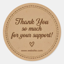 Kraft Stitch Thank You Business Sticker
