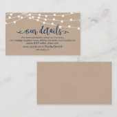 Kraft string lampjes, Navy Blue Script, Onze detai Informatiekaartje (Voorkant / Achterkant)