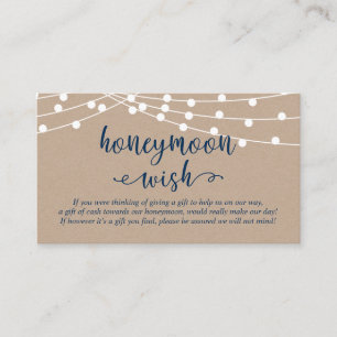 Kraft string light, Navy Blue, Honeymoon Wish Informatiekaartje