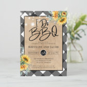 Kraft String Lights Floral I do BBQ Verloving Inv Kaart (Staand voorkant)
