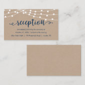 Kraft String Lights, Navy Blue, huwelijksontvangst Informatiekaartje (Voorkant / Achterkant)