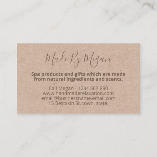 Kraft String Lights Spa Bath Soak Body Butter Soap Visitekaartje (Achterkant)