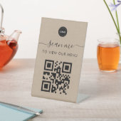 Kraft Style Contactloos Scan me Qr Code Menu Logo Reclamebord Met Voetstuk (Insitu)