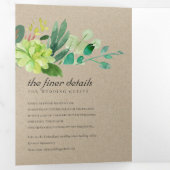 KRAFT SUCCULENT WREATH FOLIAGE WATERVERF WEDDING DRIELUIK UITNODIGING (Binnenzijde eerst)